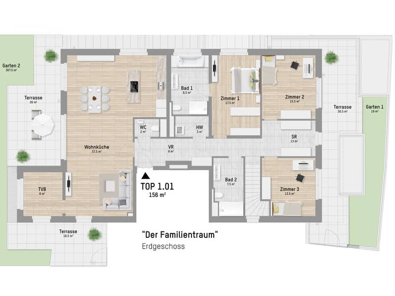 New build apartment with garden on the Alte Donau