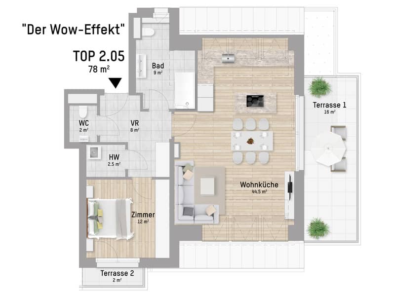 Penthouse with water view terrace first occupancy