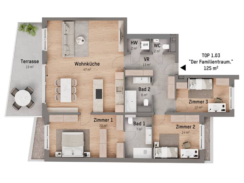 Apartment new build first occupancy terrace
