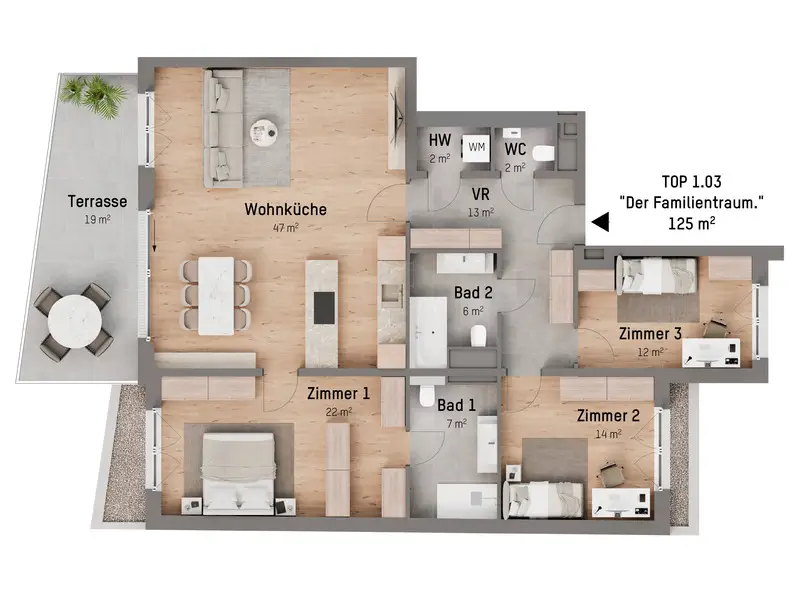 Wohnung Neubau Erstbezug Terrasse