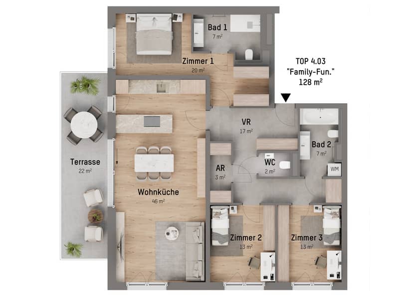 New build apartment with terrace