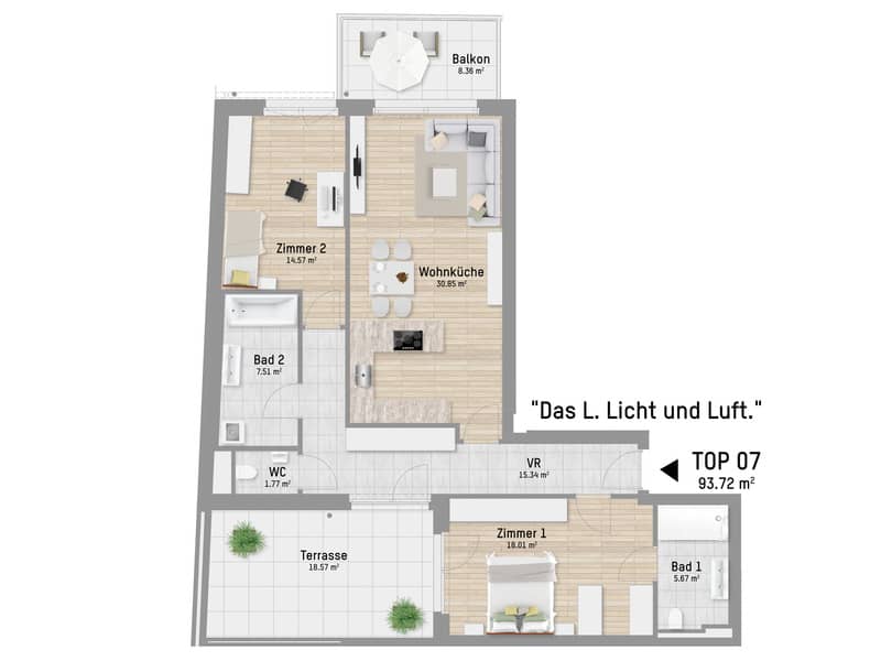 Apartment near U1 with terrace first occupancy