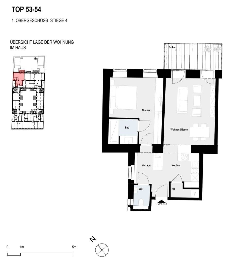 Wohnung ruhige Innenhoflage Balkon Erstbezug