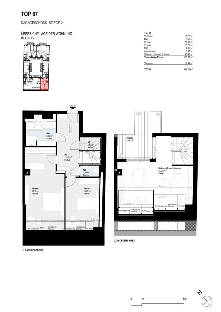 Top floor apartment with terrace first occupancy