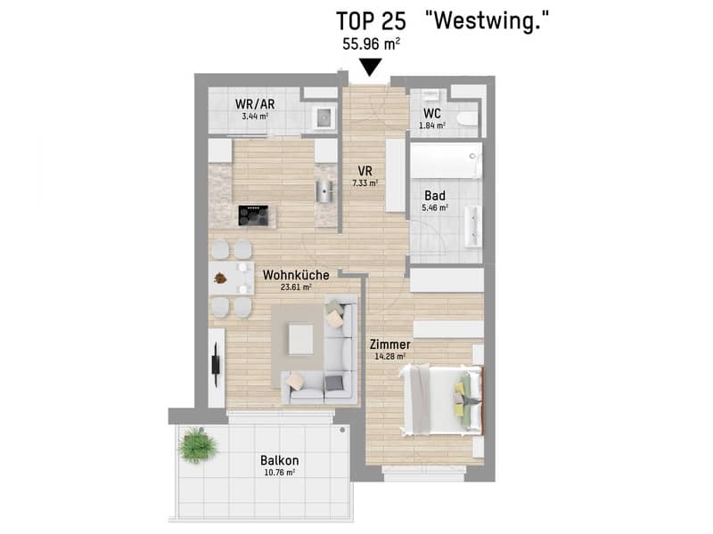 Apartment in first occupancy near U1 with west facing balcony