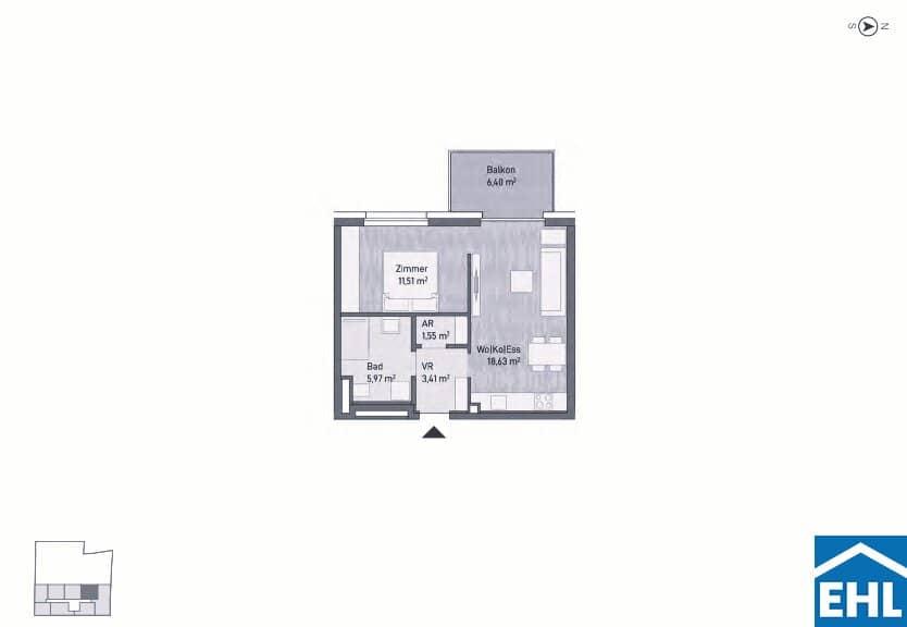 Moderne 2-Zimmer-Wohnung in Graz mit Balkon, Erstbezug 2026 in Toplage