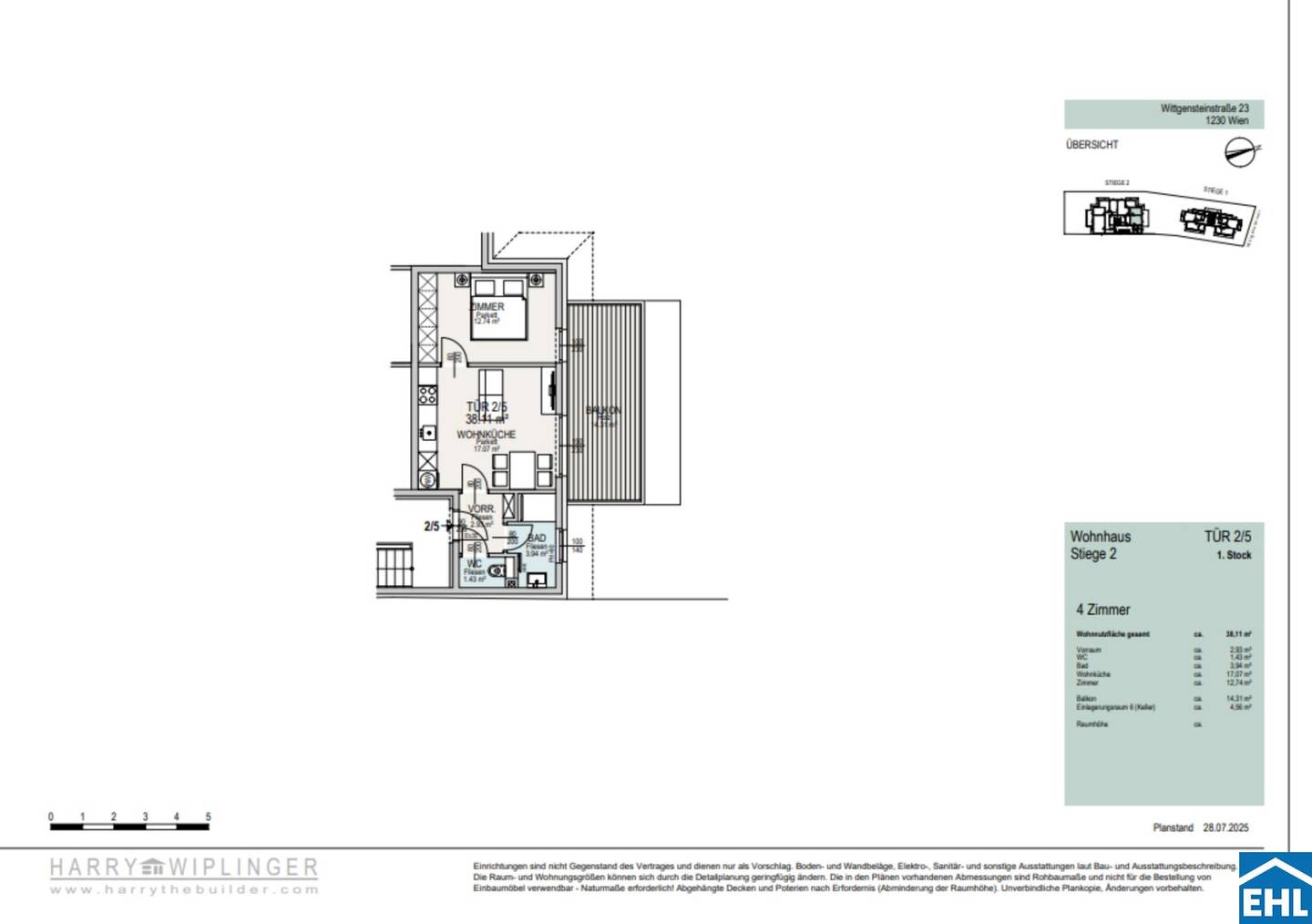 First occupancy with balcony near Lainzer Tiergarten