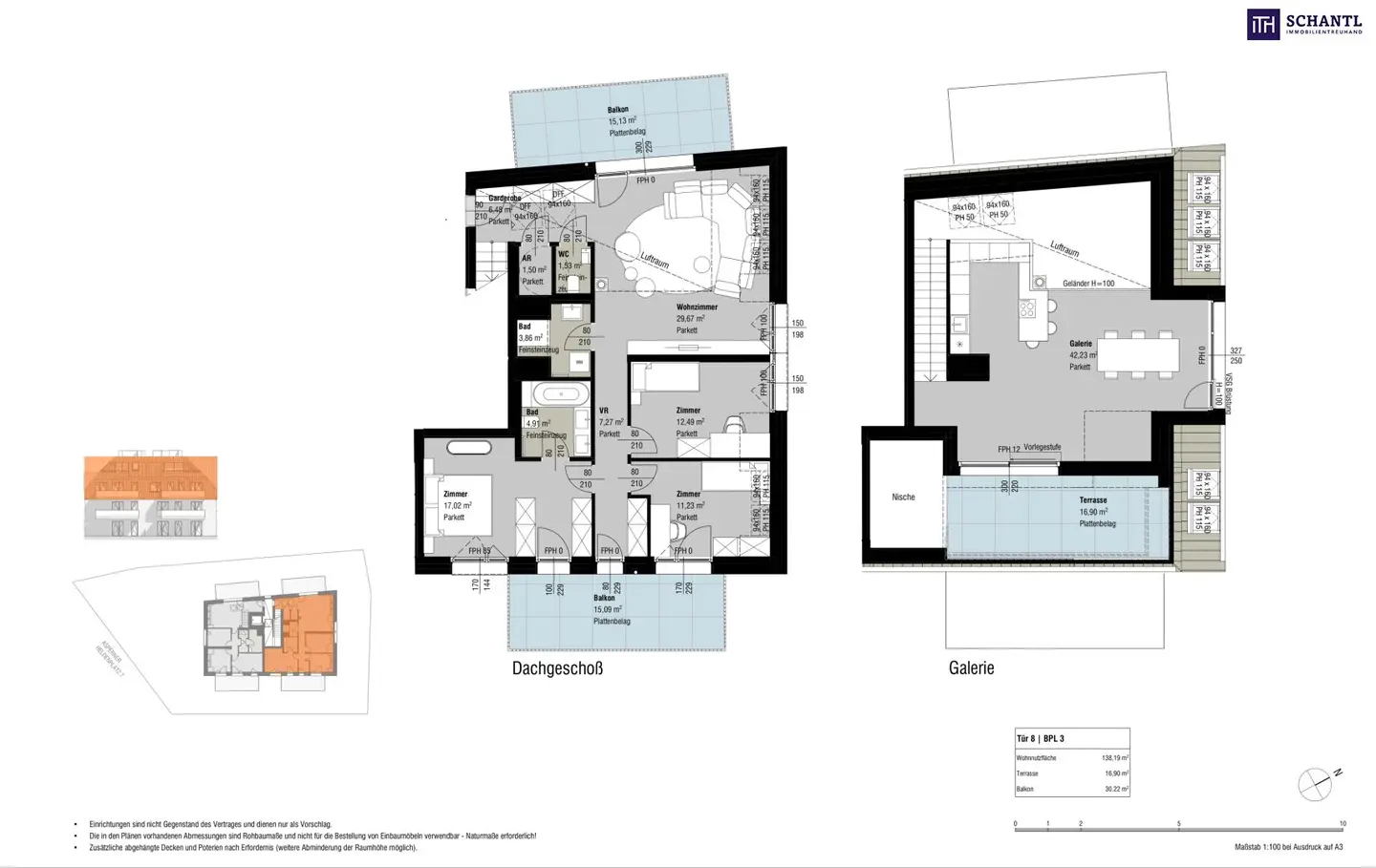 Dachgeschosswohnung five rooms two balconies terrace