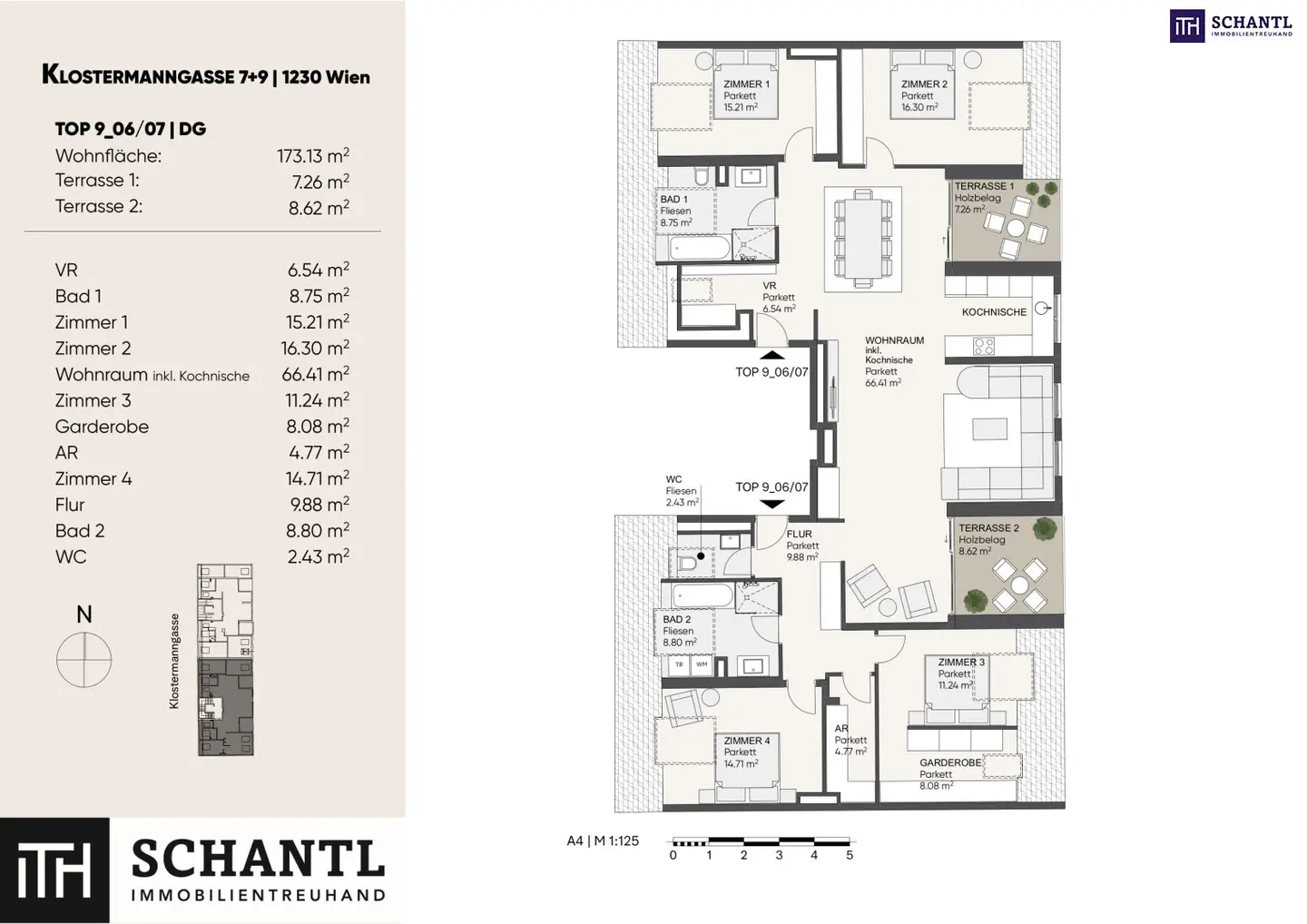 Penthouse mit Dachterrasse und Rundumblick