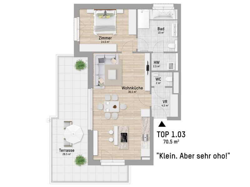 Apartment newly built with private garden terrace