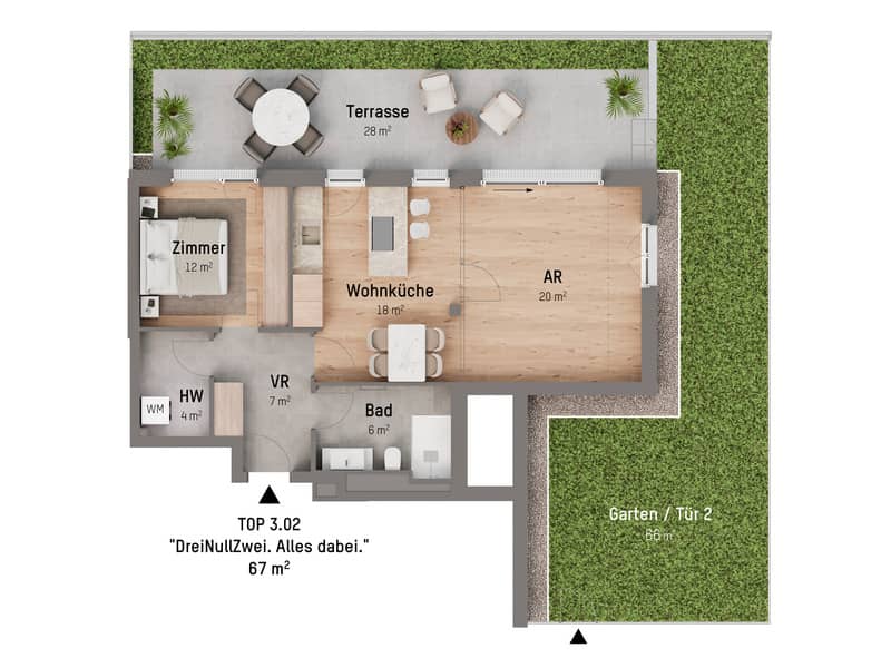Neubau Erstbezug Wohnung mit Terrasse und Garten