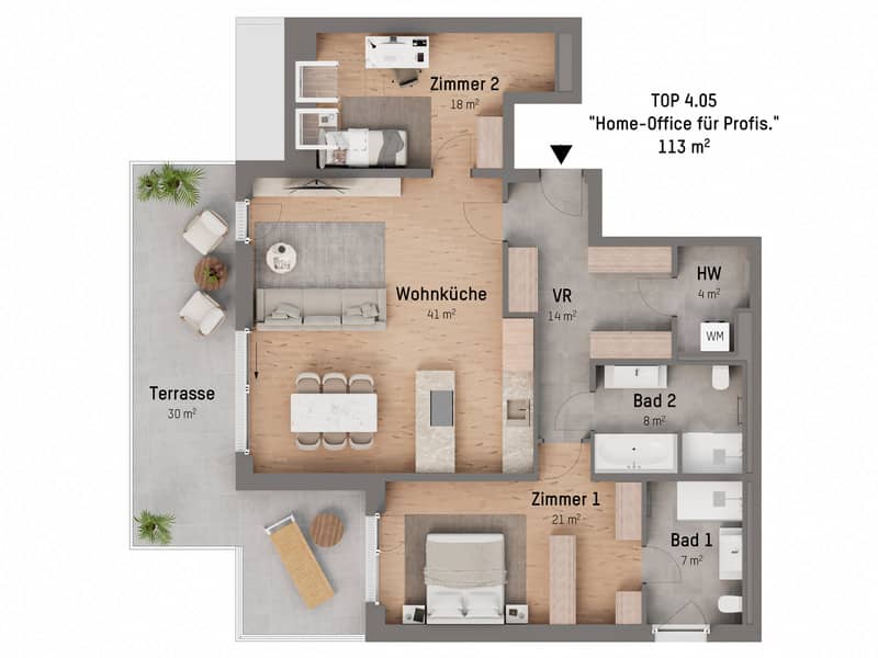 New build apartment first occupancy terrace