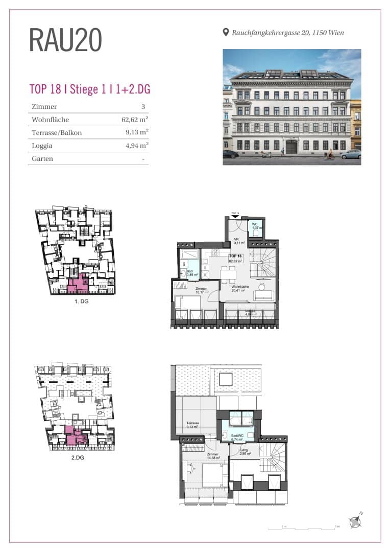 Top floor apartment with terrace and loggia
