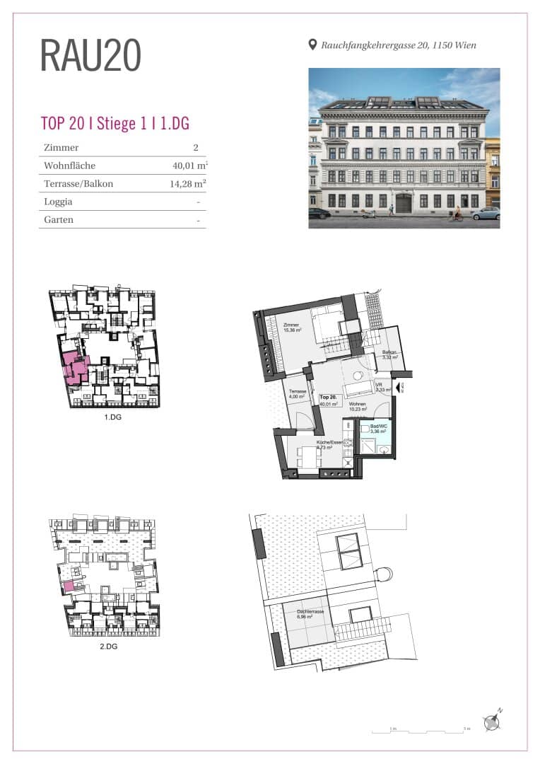 2-Zimmer-Dachgeschosswohnung in Wien nahe Schloss Schönbrunn – Balkon