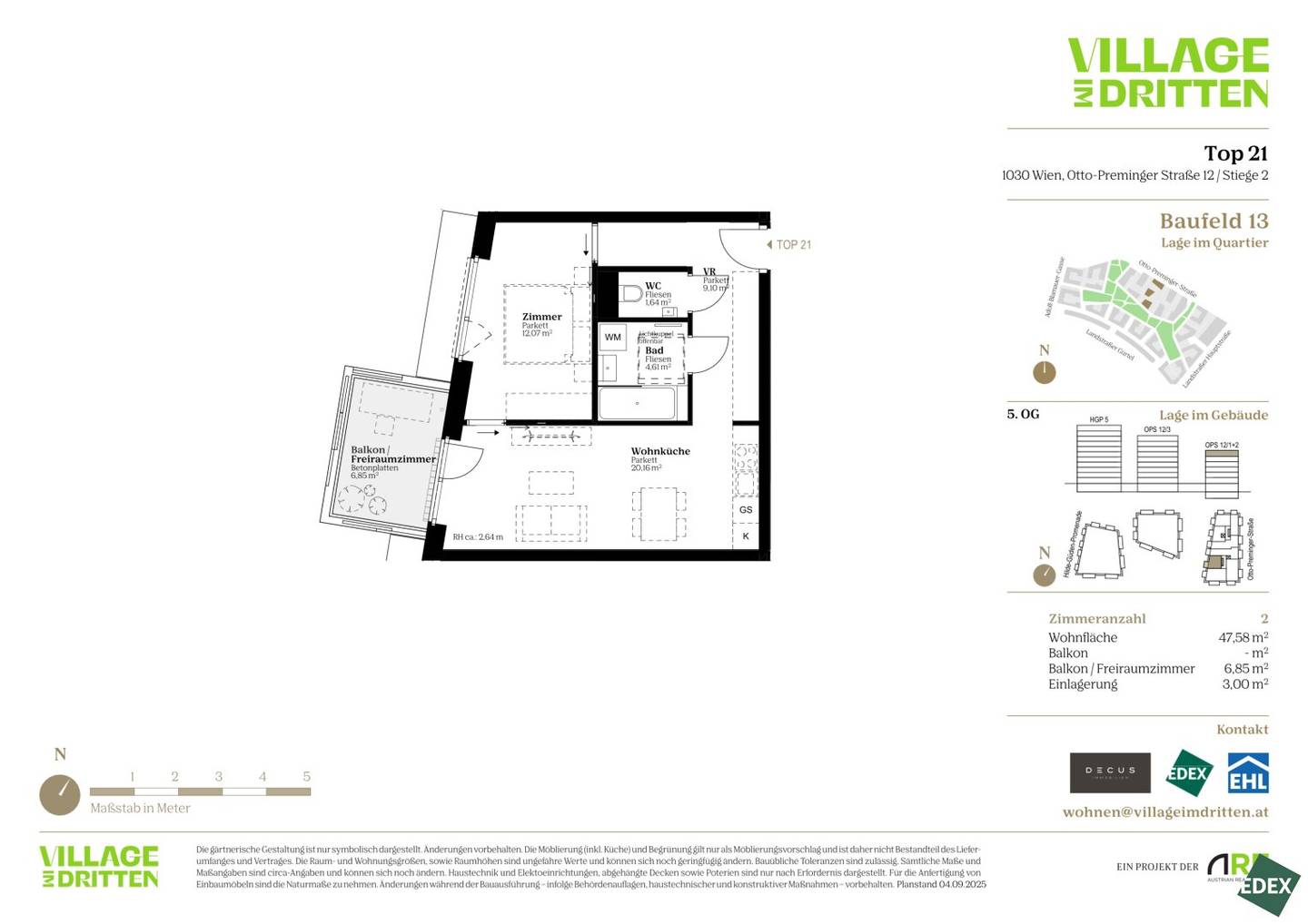 2-Zimmer-Terrassenwohnung mit Balkon in Wien-Landstraße (ca. 48 m²)