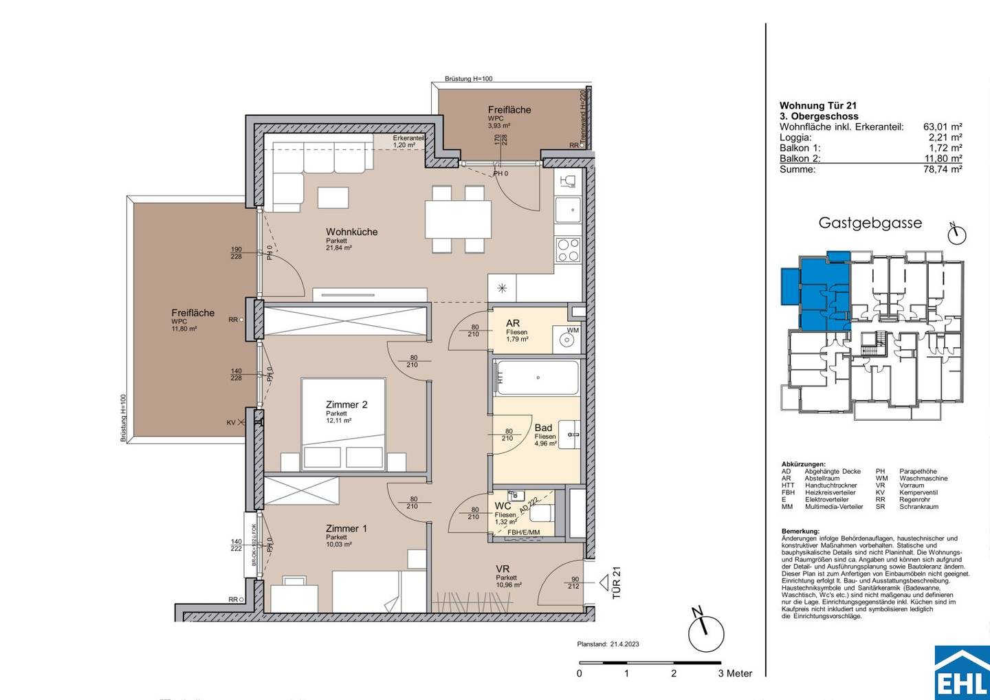 Apartment with balcony and loggia at Stadtpark Atzgersdorf