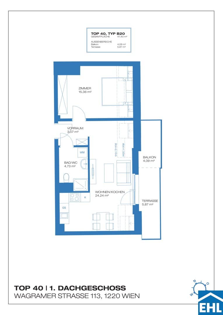 Newly built apartment near Alten Donau balcony