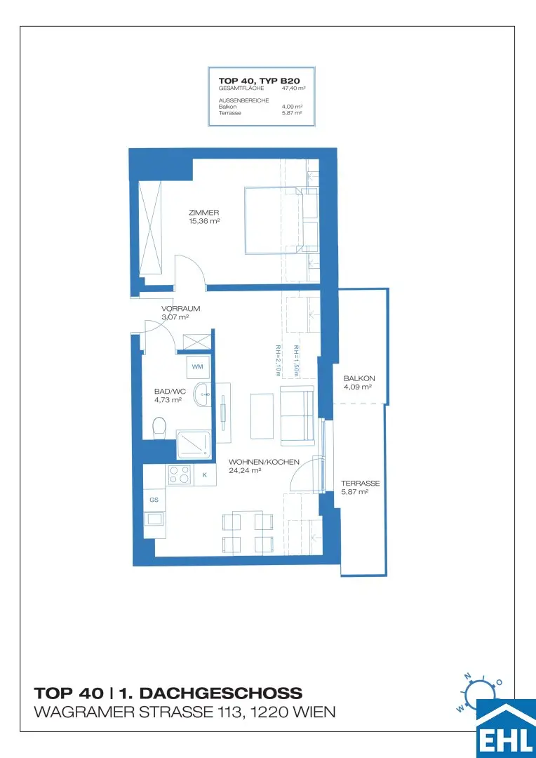 Newly built apartment near Alten Donau balcony