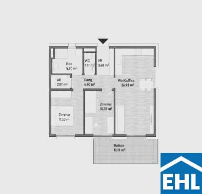 First occupancy new build apartment with terrace