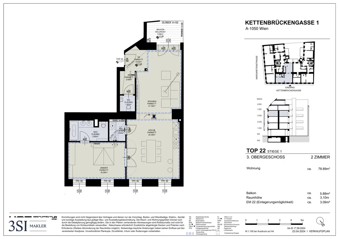 Apartment first occupancy near Naschmarkt with balcony