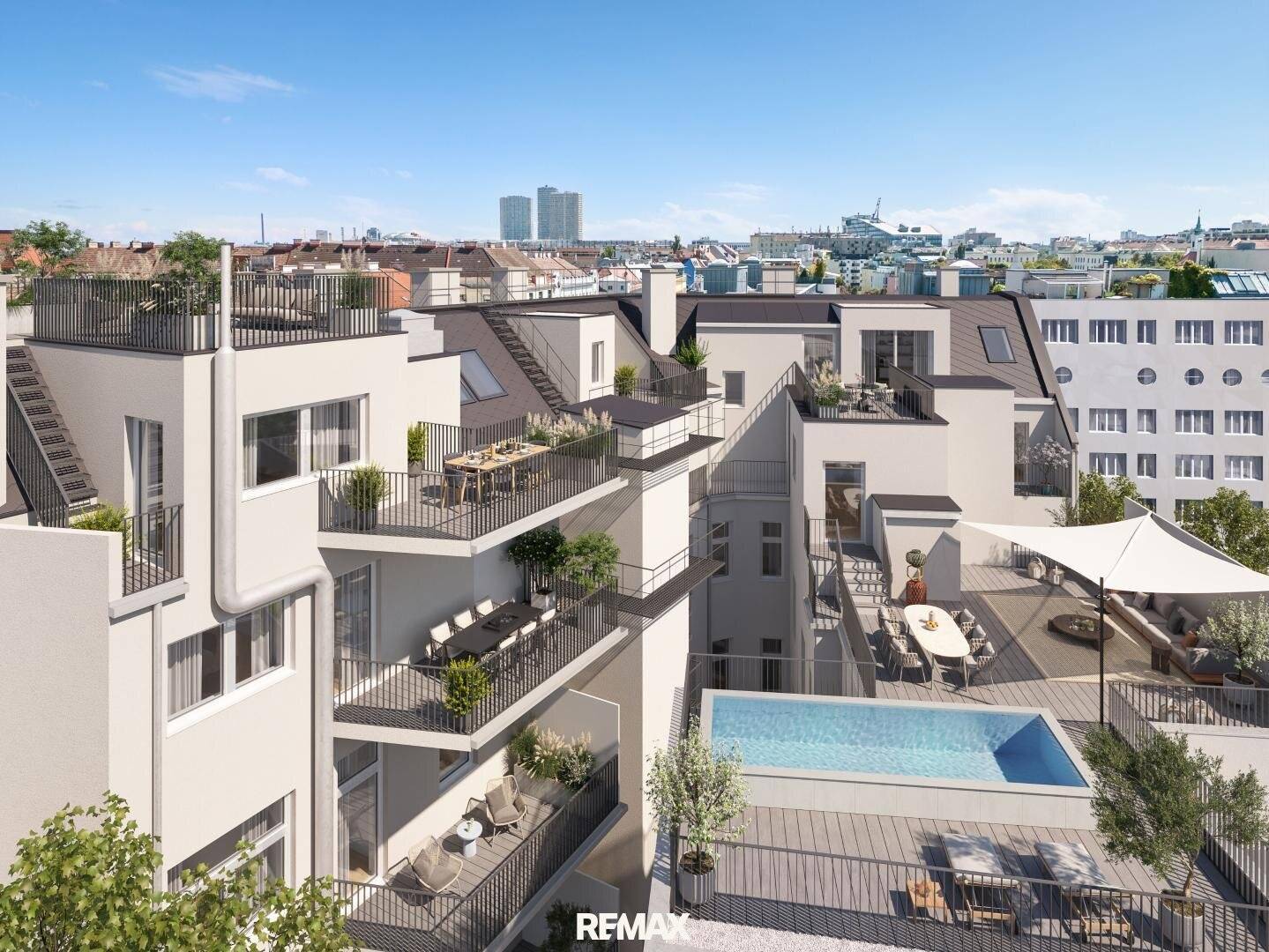 Penthouse mit Dachpool und drei Terrassen