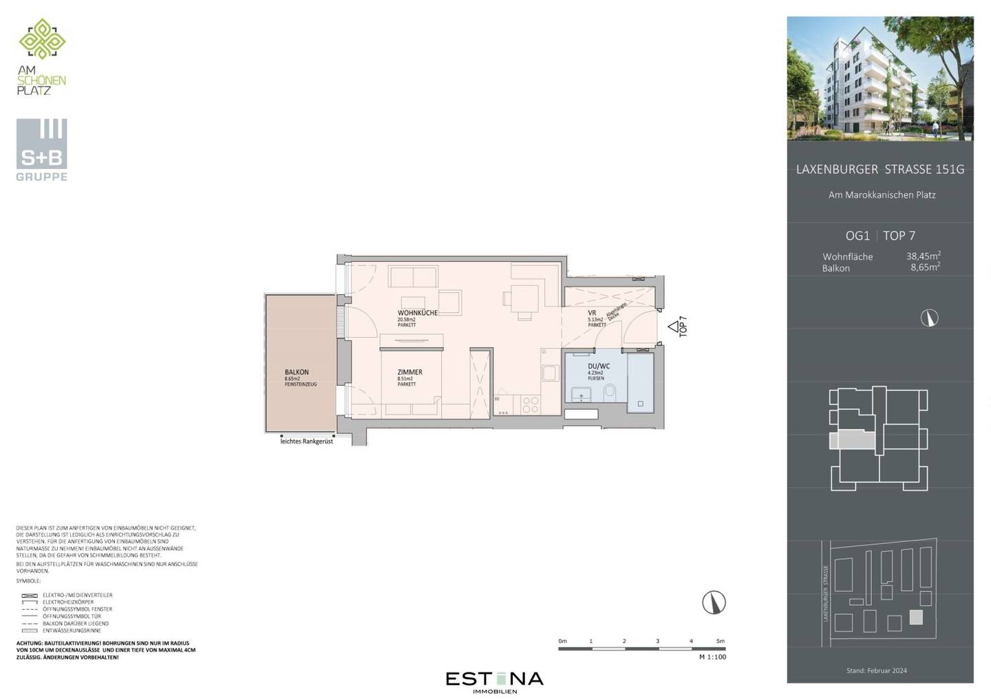 Nähe Erholungsgebiet Wienerberg - Pärchenwohnung mit Balkon