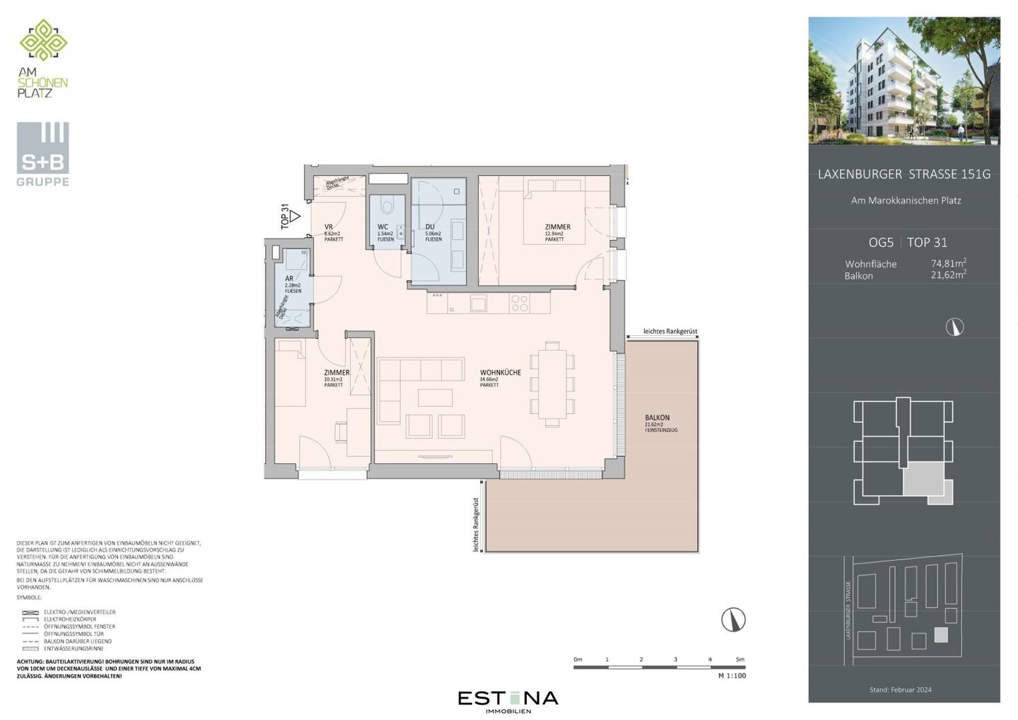New build apartment with balcony and view of Schneeberg