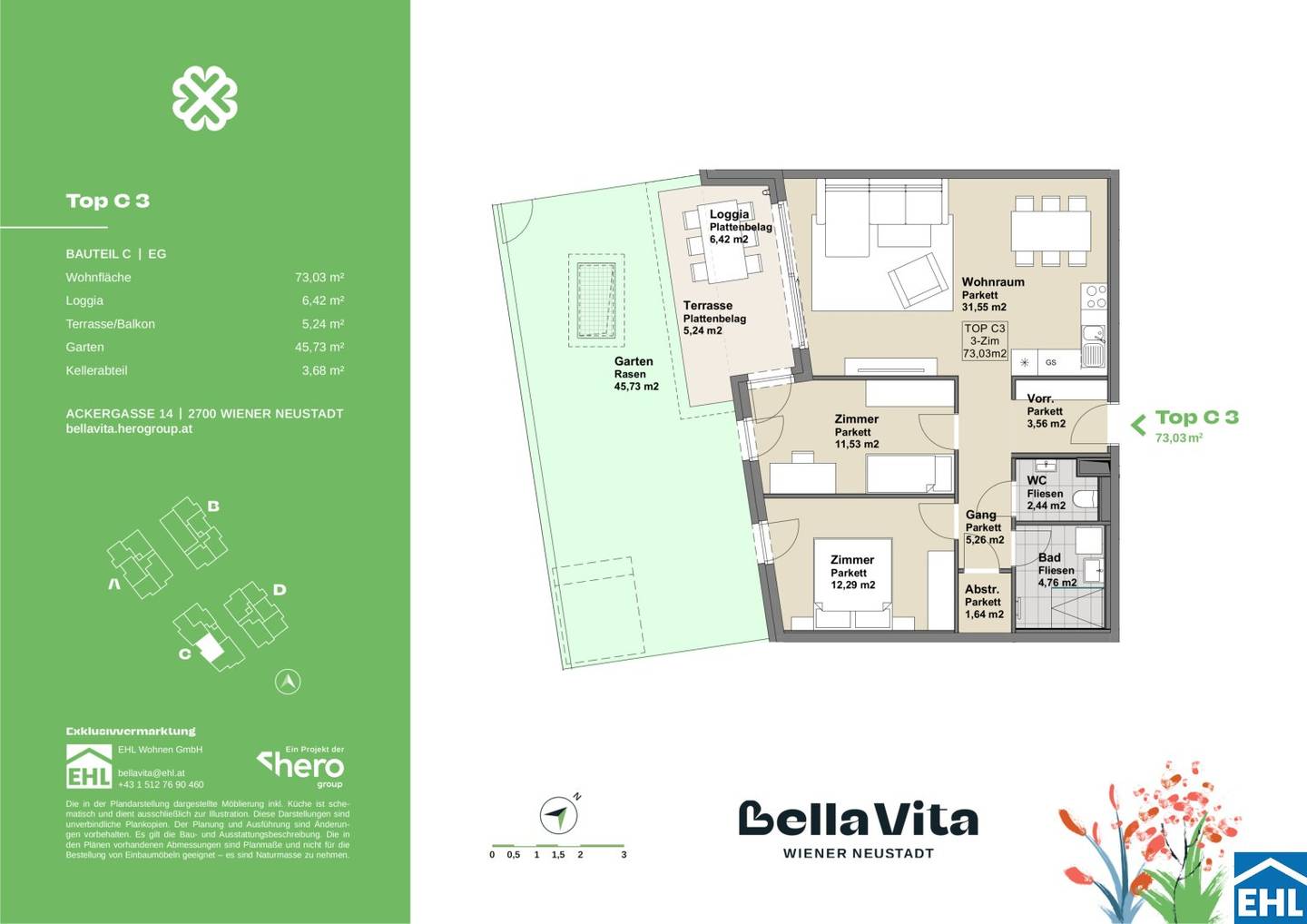Neubau Erstbezug Wohnung mit Garten Terrasse