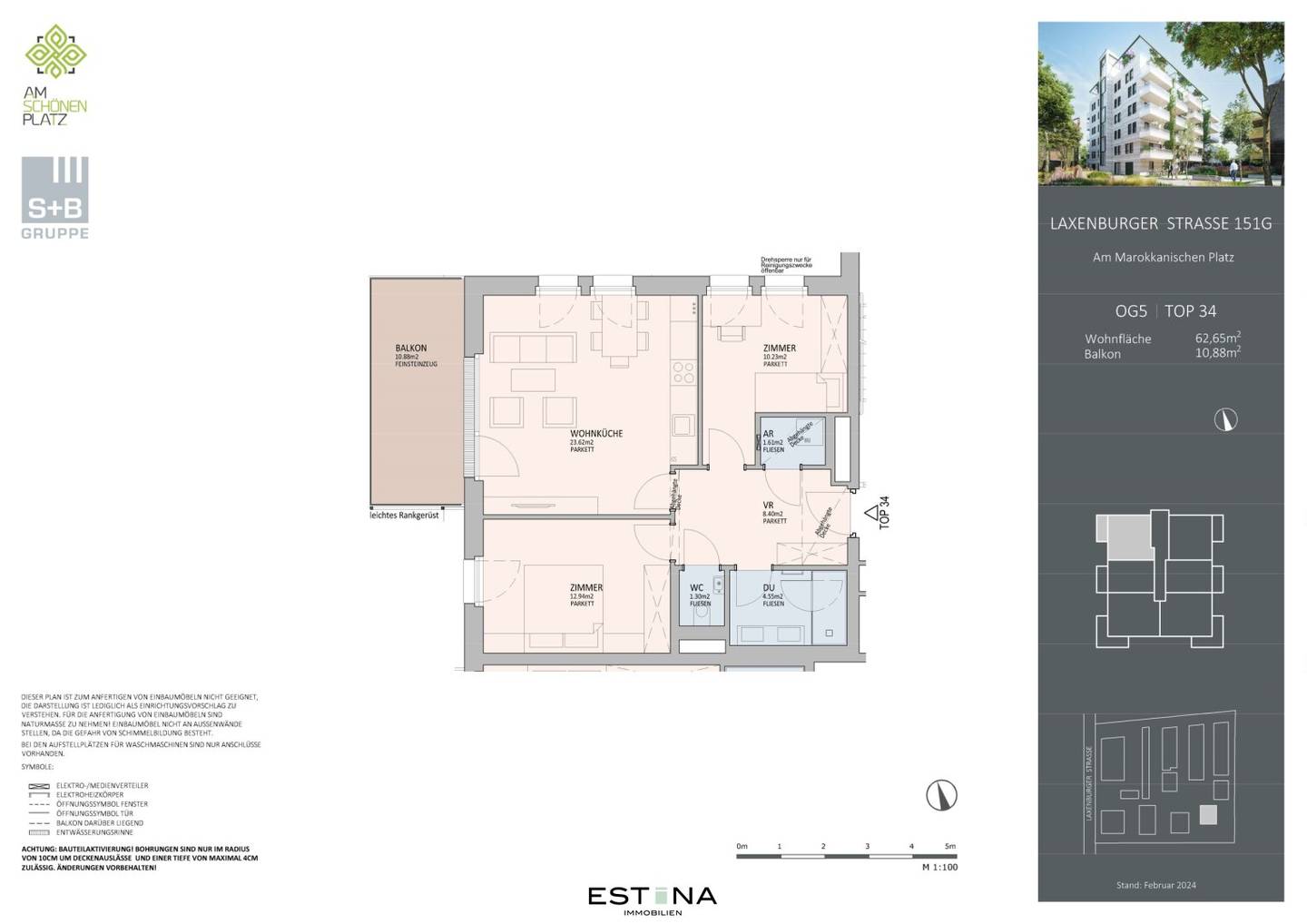 Commission free new build Wohnung with balcony