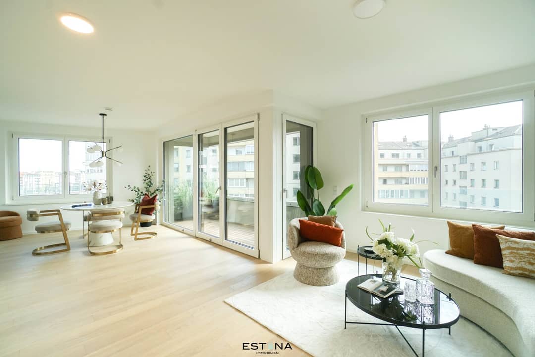 Neubauwohnung mit offener Wohnküche und Loggia