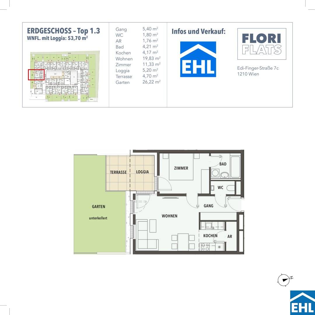 Optimal für Anleger: 2 Zimmer-Gartenwohnung in gefragter Wohnanlage