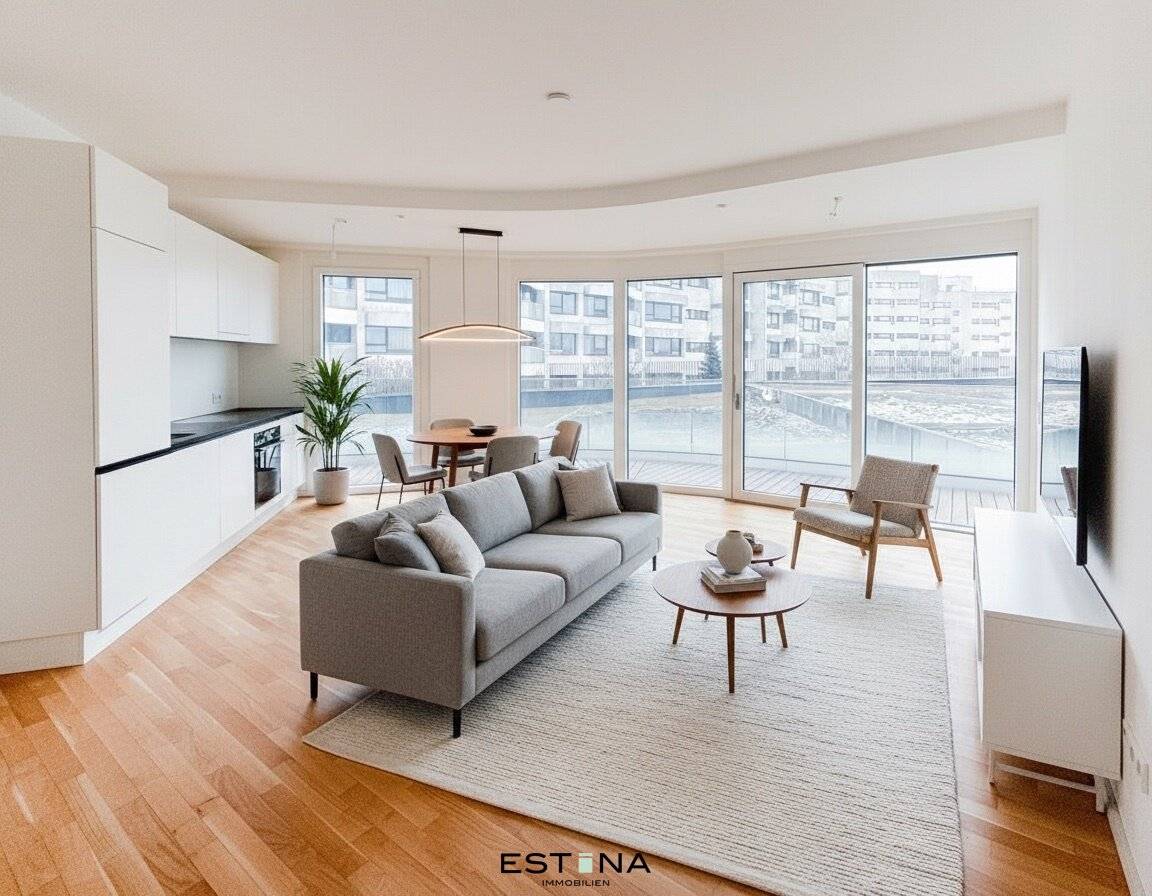 Familienwohnung mit Balkon und Blick auf die Neue Donau