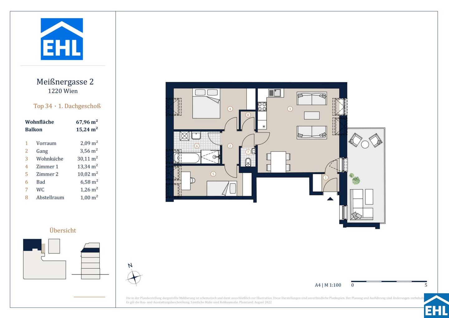 Wohnung Erstbezug ruhige Seitenstraße Balkon