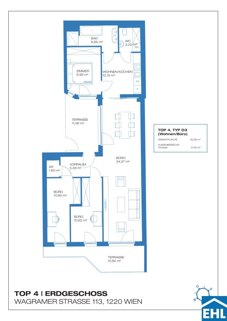Apartment near the Alte Donau with terrace and underground parking
