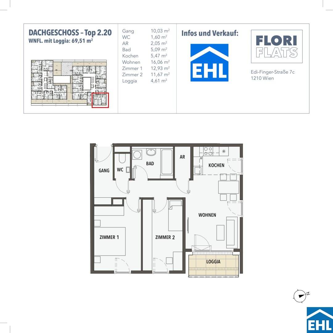 Neubau Erstbezug Loggia Wohnung in Stammersdorf