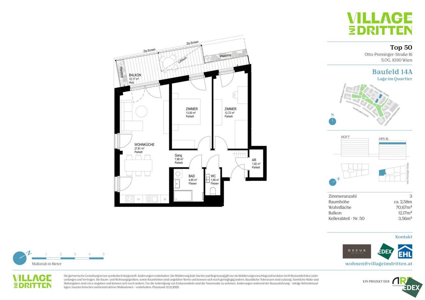 Apartment in Village im Dritten directly by the Park Balcony