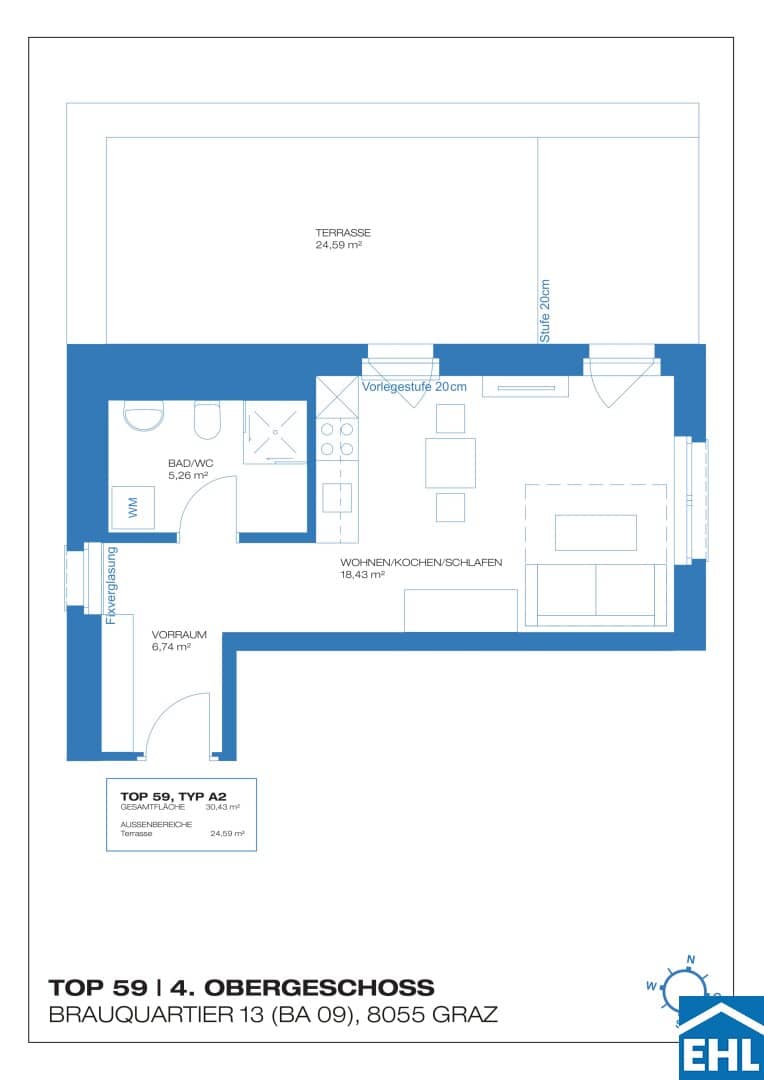 Optimaler Wohnungsschnitt für sichere Vermietbarkeit in Graz!