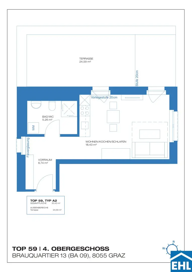 Optimal apartment layout for secure rental potential in Graz