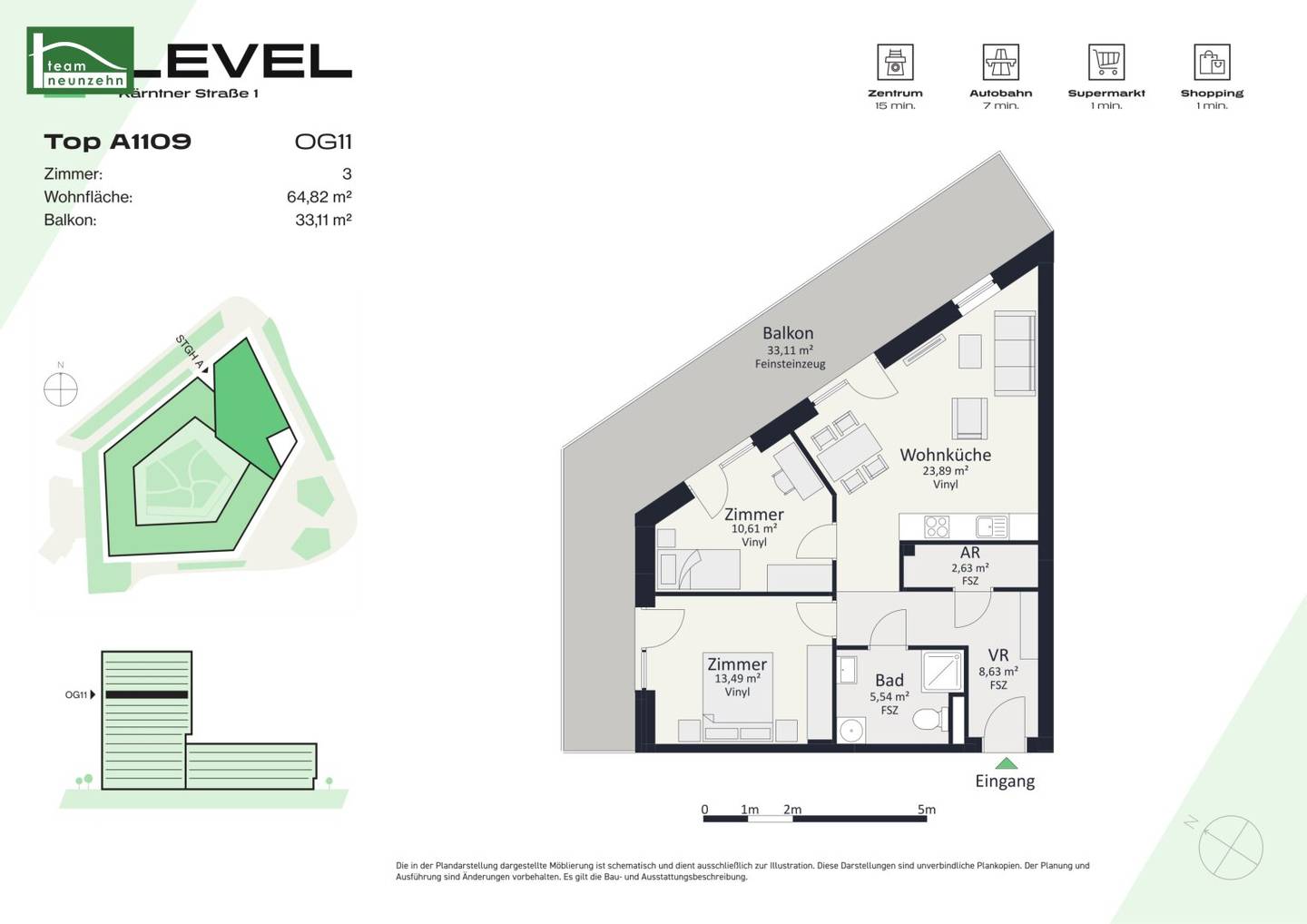 Brand new apartment with balcony and barrier free
