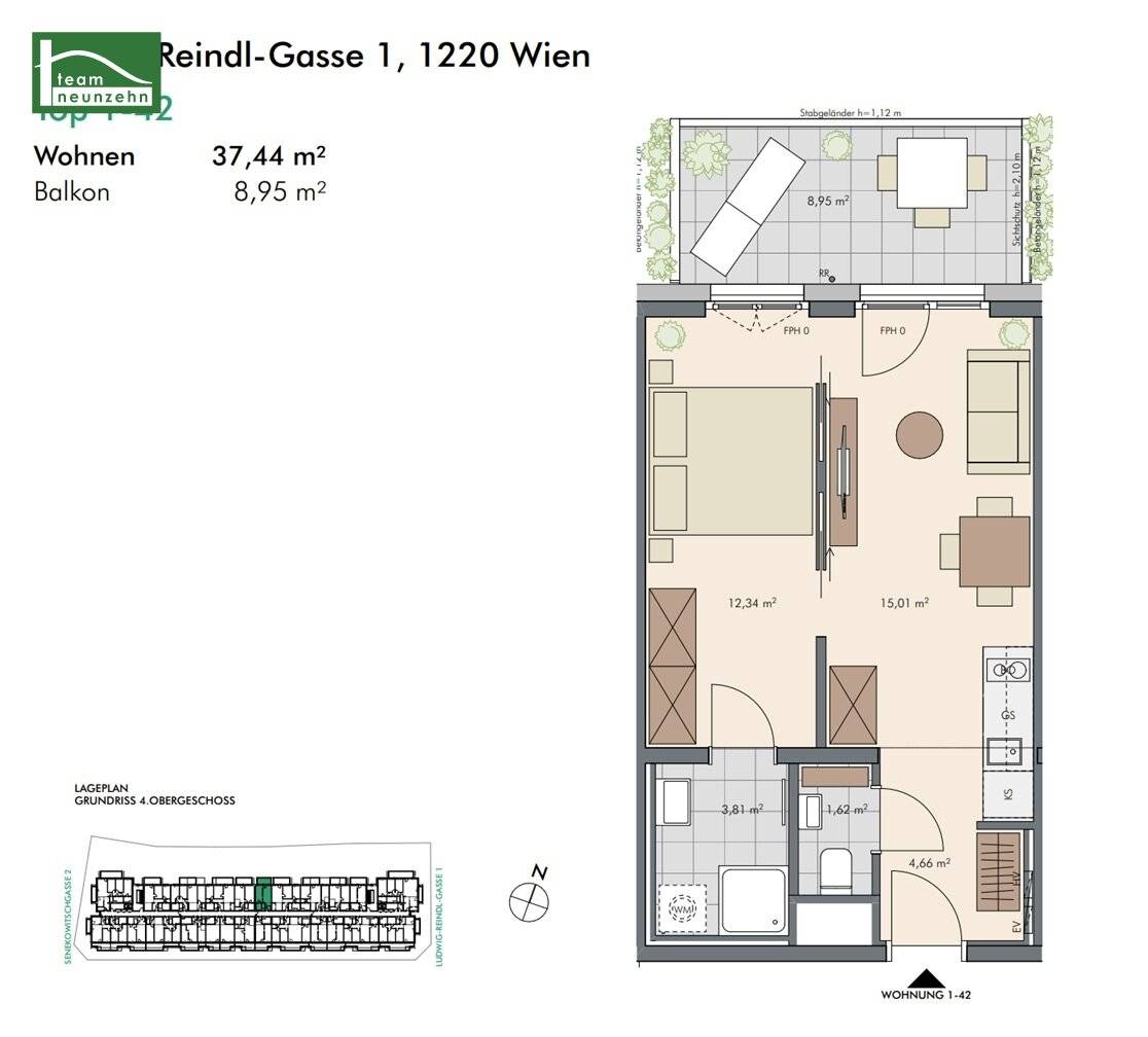 Investment apartment, purchase price is net plus 20% VAT. Modern 2-room apartment with outdoor area in prime location