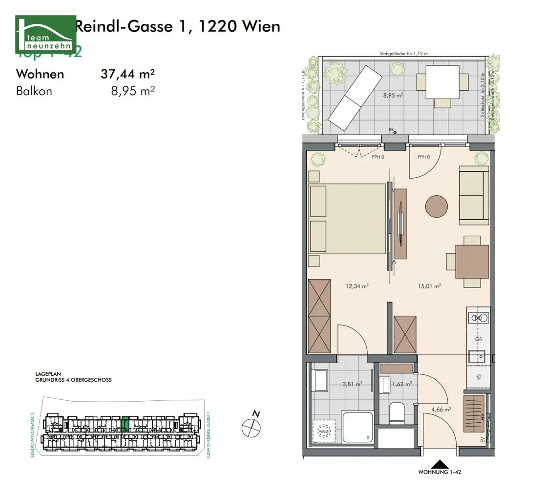 Investment apartment, purchase price is net plus 20% VAT. Modern 2-room apartment with outdoor area in prime location