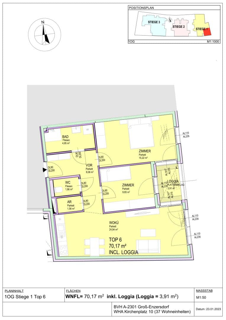 Etagenwohnung Groß-Enzersdorf NEUBAU 70 m² Balkon, zentrale Lage