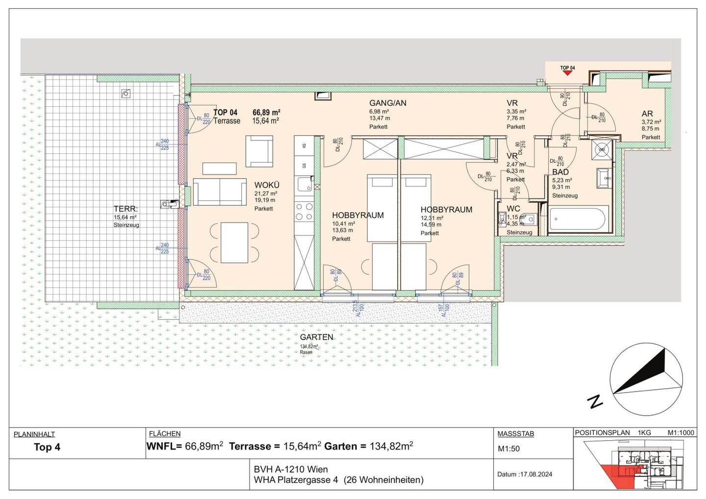 Wohnung new build with terrace and garden