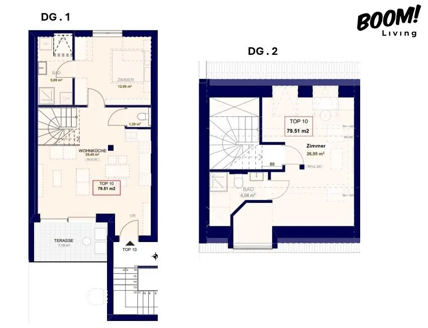 Exclusive penthouse apartments with southwest terraces in 1170 Vienna | Air source heat pump, air conditioning & high-quality fittings