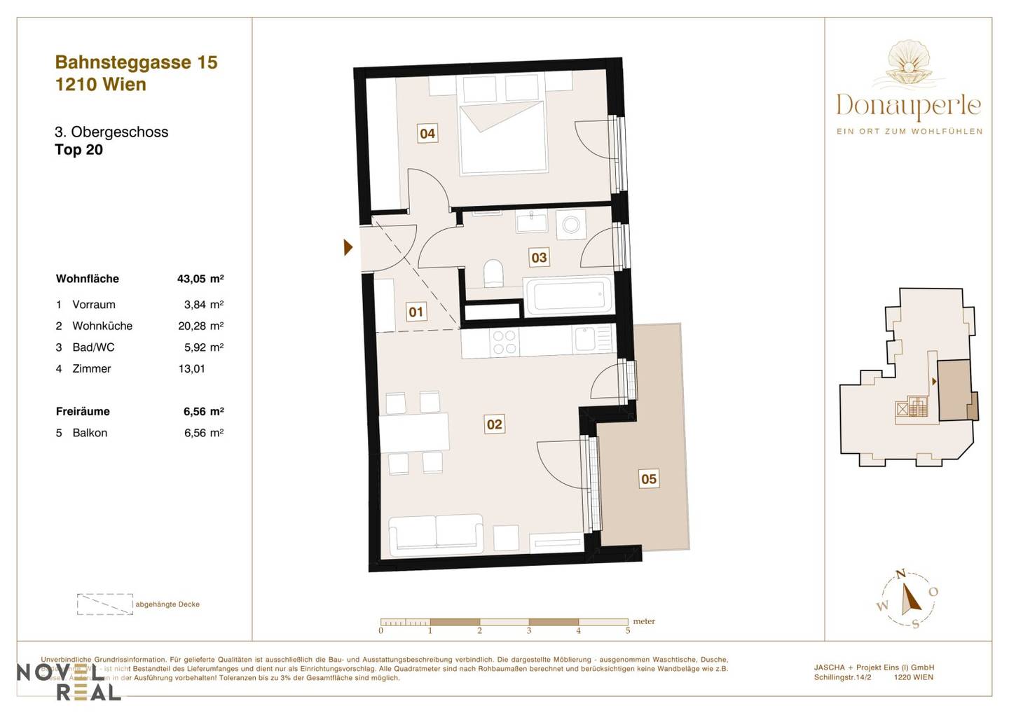 Newly built apartment with park view and balcony