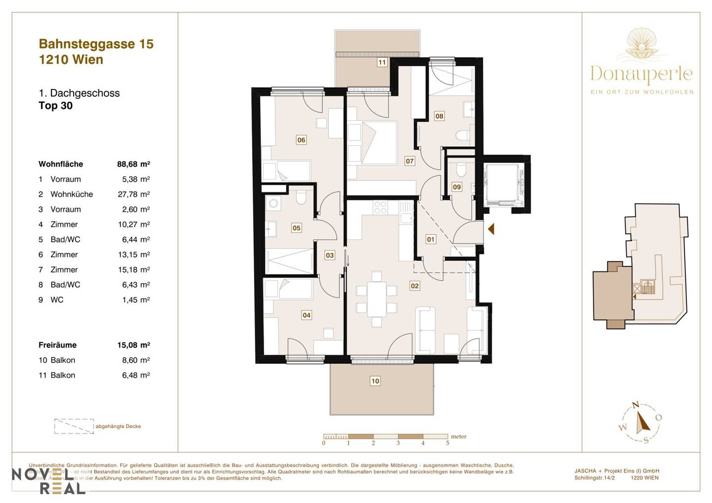 Top floor apartment new build park view