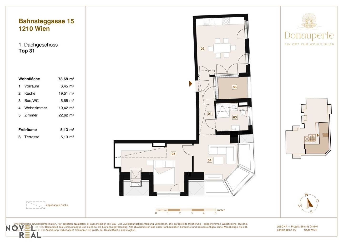 Top floor apartment with terrace and park view