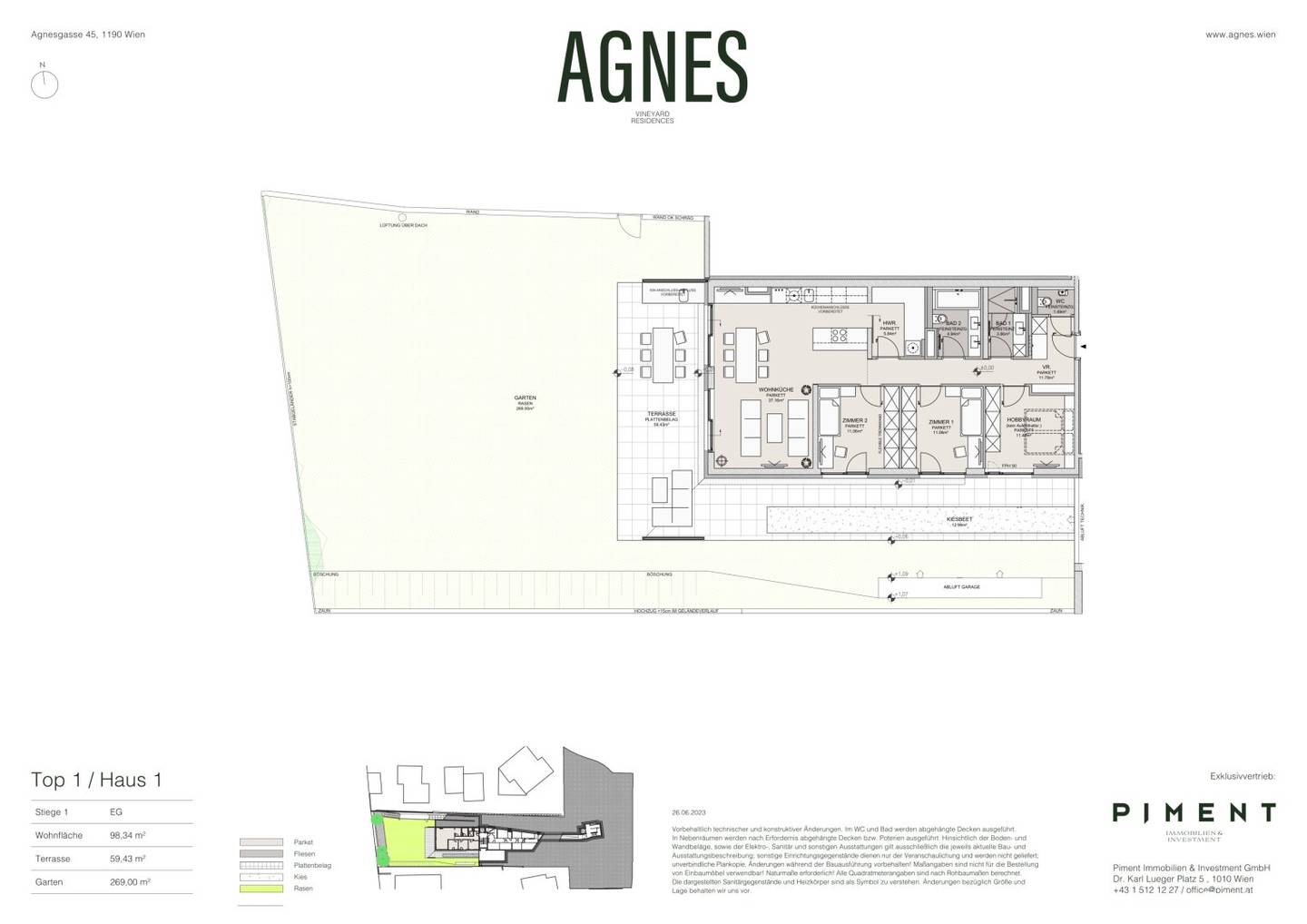 Wohnung Neubau am Rand der Weinberge mit Garten