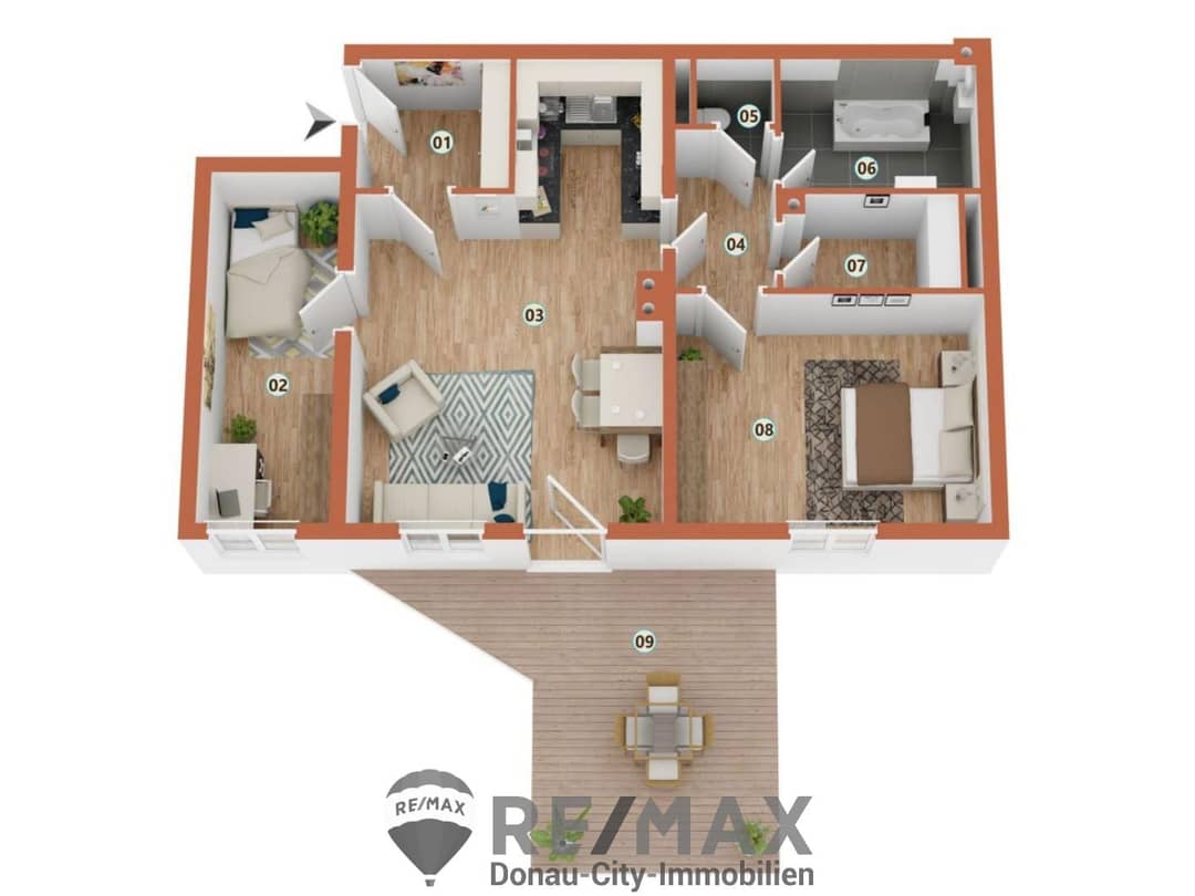 Helle Wohnung mit Terrasse und Stellplatz