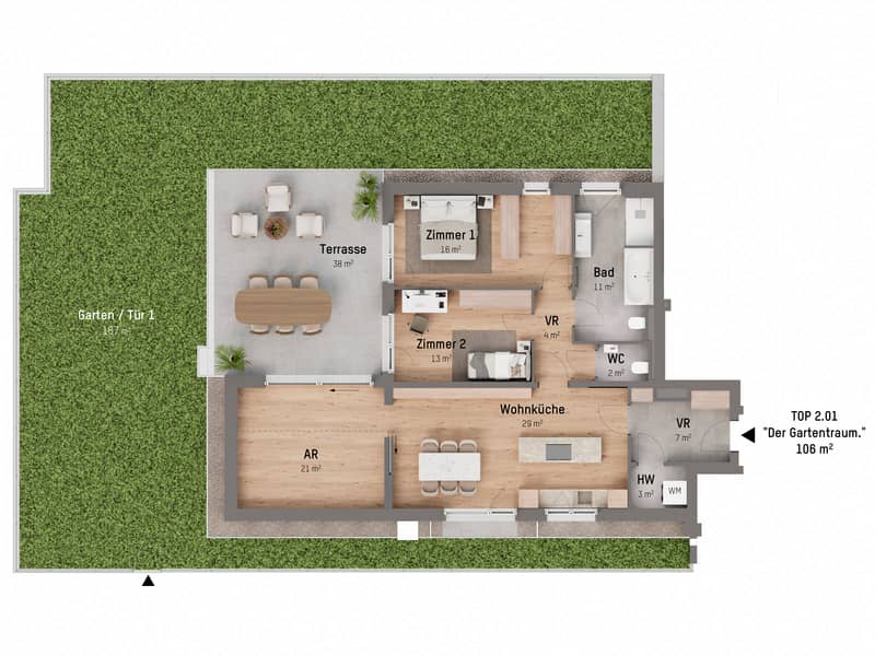 Wohnung mit Garten und Terrasse Neubau Erstbezug